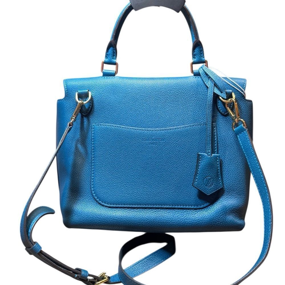 LOUIS VUITTON Blue Canard Taurillon Pebbled Leather Volta 2way Handbag Messenger - Picture 5 of 15